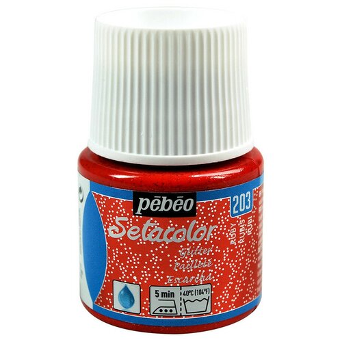 Краски и контуры по ткани PEBEO Краска для светлых тканей с микро-глиттером Setacolor 45 мл 329203 рубин