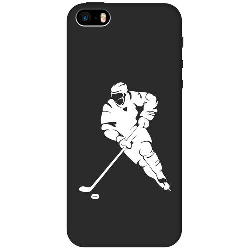 Силиконовый чехол на Apple iPhone SE / 5s / 5 / Эпл Айфон 5 / 5с / СЕ с рисунком Hockey W Soft Touch черный