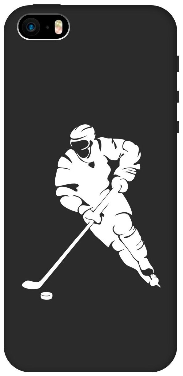 Силиконовый чехол на Apple iPhone SE / 5s / 5 / Эпл Айфон 5 / 5с / СЕ с рисунком "Hockey W" Soft Touch черный