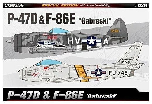 12530 Academy Самолеты P-47D и F-86E Gabreski (2 в 1) Масштаб 1/72