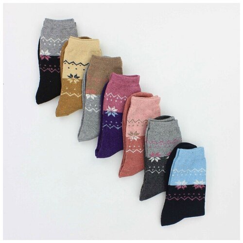 фото Набор теплых носков для женщин 12 пар из шерсти длинные разноцветные ассорти товаров