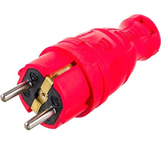 Вилка прямая электрическая с заземлением AY-KA 16А 250В, 1 шт. красная 5511501