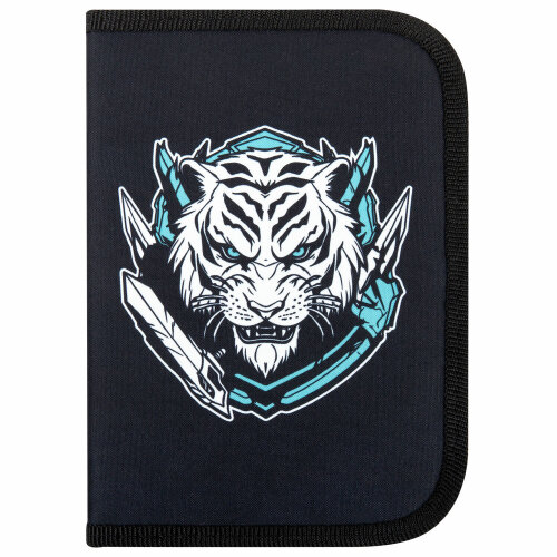 Пенал Пифагор 272285 White tiger 1 отделение полиэстер 19х13 см