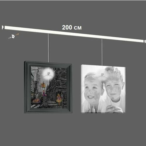 Система для подвеса картин постеров фотографий рельс Клик 200 см нагрузка 30 кгм белый 5000₽