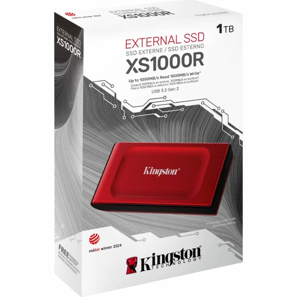 Внешний SSD диск KINGSTON XS1000 Red 1TB, USB (SXS1000R/1000G) — фото 1