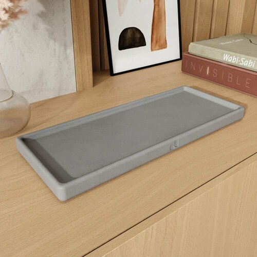 Интерьерная посуда для кухни и гостиной Декоративная поднос - подставка 27х11 см Oxford темно-серая матовая 1810₽