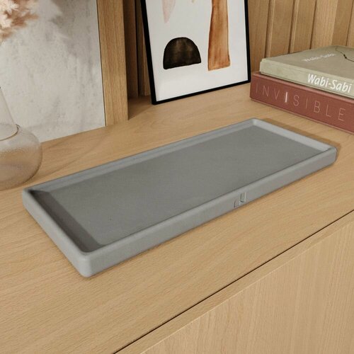 Изображение товара Интерьерная посуда для кухни и гостиной. Декоративная поднос - подставка 27х11 см. Oxford темно-серая матовая.