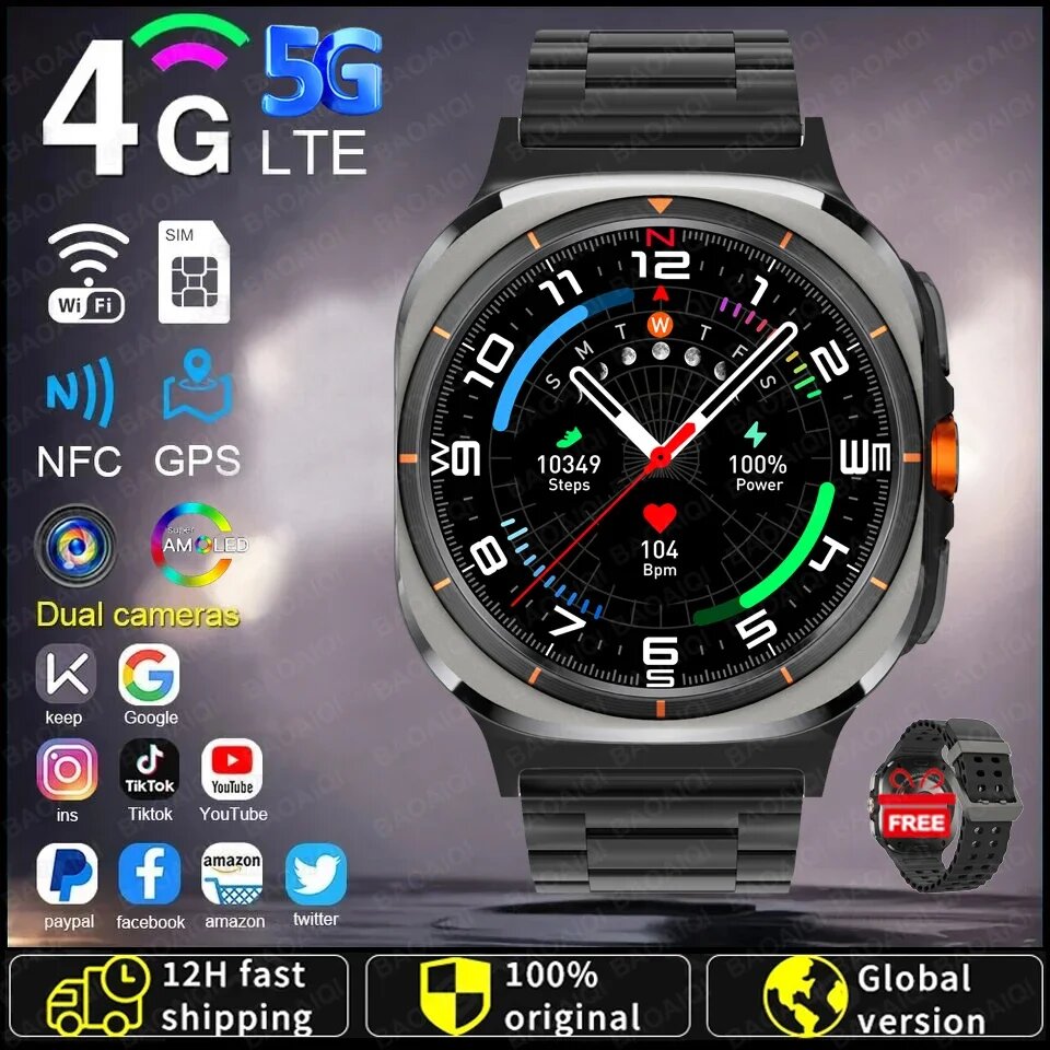 Умные часы NoEnName_Null, Steel black, 3G 32G