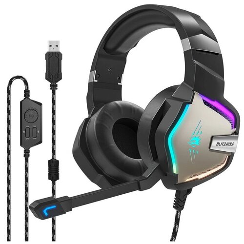 Игровые наушники BlitzWolf BW-GH1 Pro USB 7.1 Virtual Surround Sound Black