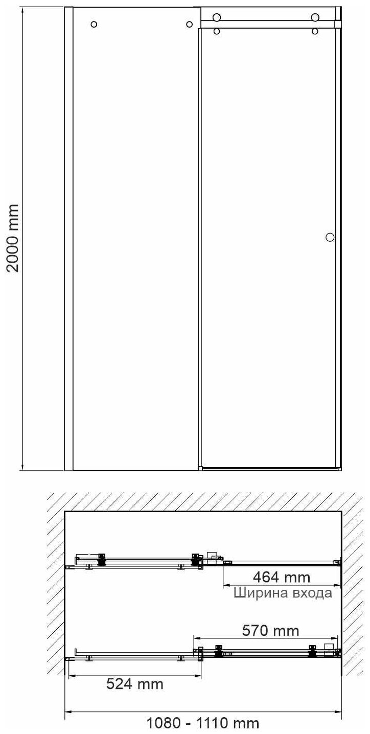 Душевая дверь WasserKRAFT Vils 200х110 56R13 - фото №4