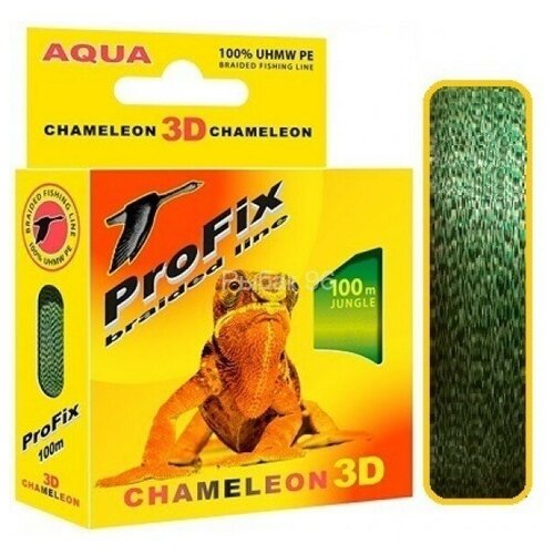 фото Леска плетеная aqua profix chameleon 3d jungle 0.14 100м