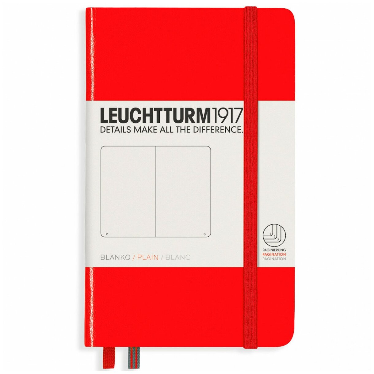 Записная книжка Leuchtturm A6, нелинованная, красная, 187 страниц, твердая обложка