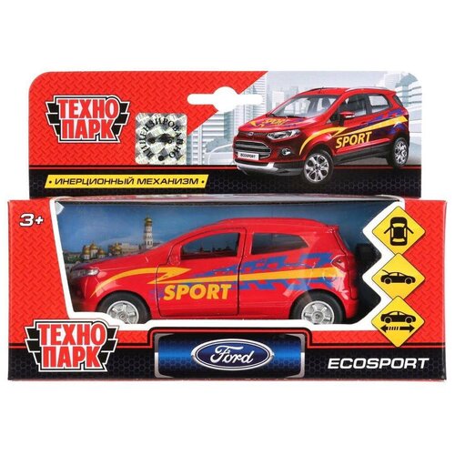 Машинка ТЕХНОПАРК Ford Ecosport Спорт (SB-18-21-S-WB), 12 см, красный полицейский автомобиль технопарк ford ecosport sb 18 21 p wb 1 32 12 см серебристый