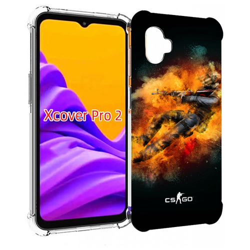 Чехол MyPads CS-go-Контр-террорист мужской для Samsung Galaxy Xcover Pro 2 задняя-панель-накладка-бампер