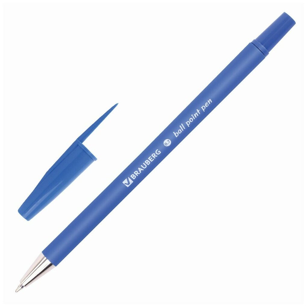 Ручка шариковая BRAUBERG "Capital - X", синяя, корпус soft - touch синий, узел 0,7 мм, линия письма 0,35 мм, 50 шт.