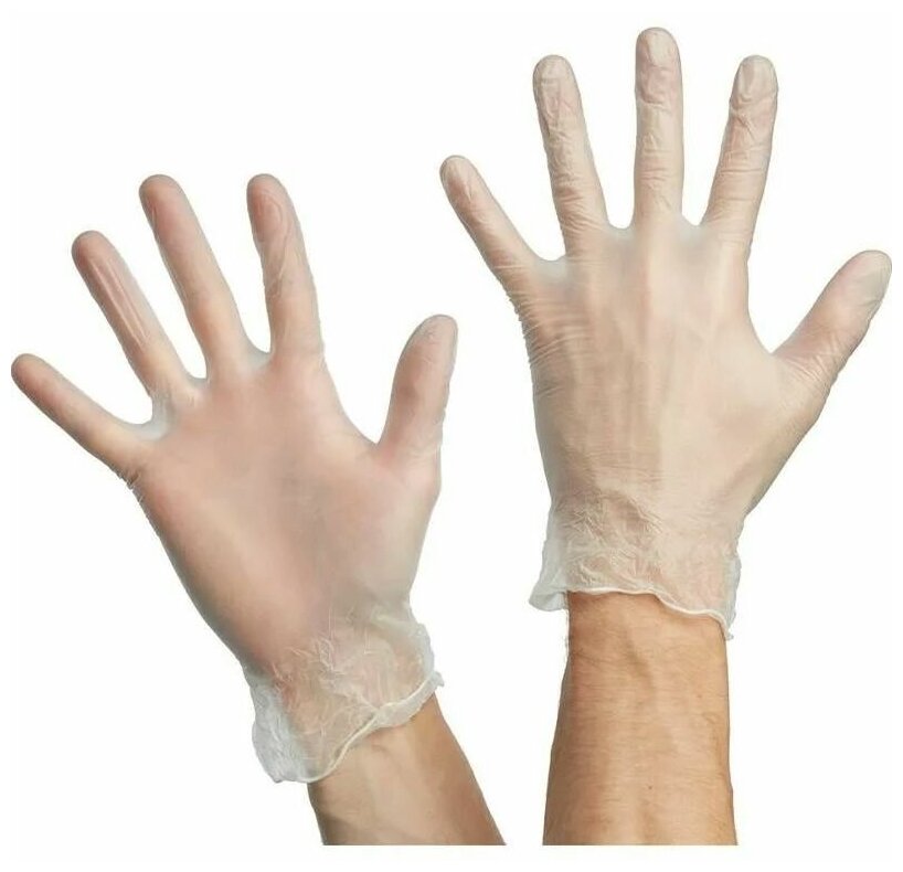 Перчатки одноразовые, виниловые, 100 шт, S, прозрачный - фотография № 4