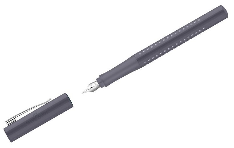 Ручка перьевая Faber-Castell "Grip 2010" синяя, 0,6 мм, трехгранная, бархатный серый корпус (140830)