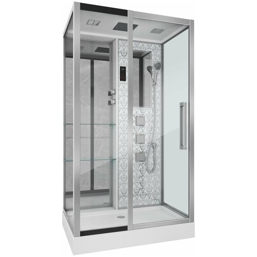 Душевая кабина, Niagara Lux 7713 L, прозрачное стекло, низкий поддон, 120х82 см, белый/хром