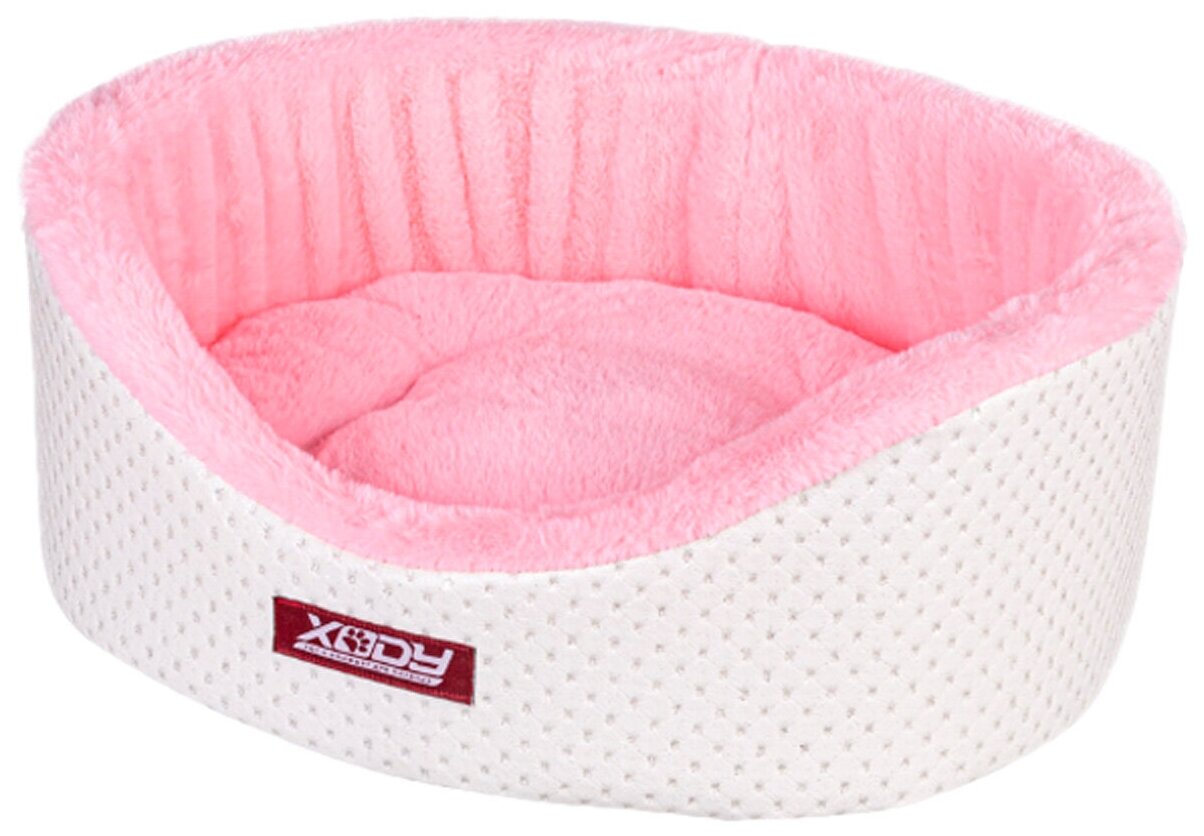 Лежак для собак и кошек Xody Премиум Пунто № 0 белый/розовый 38 х 26 х 15 см (1 шт)
