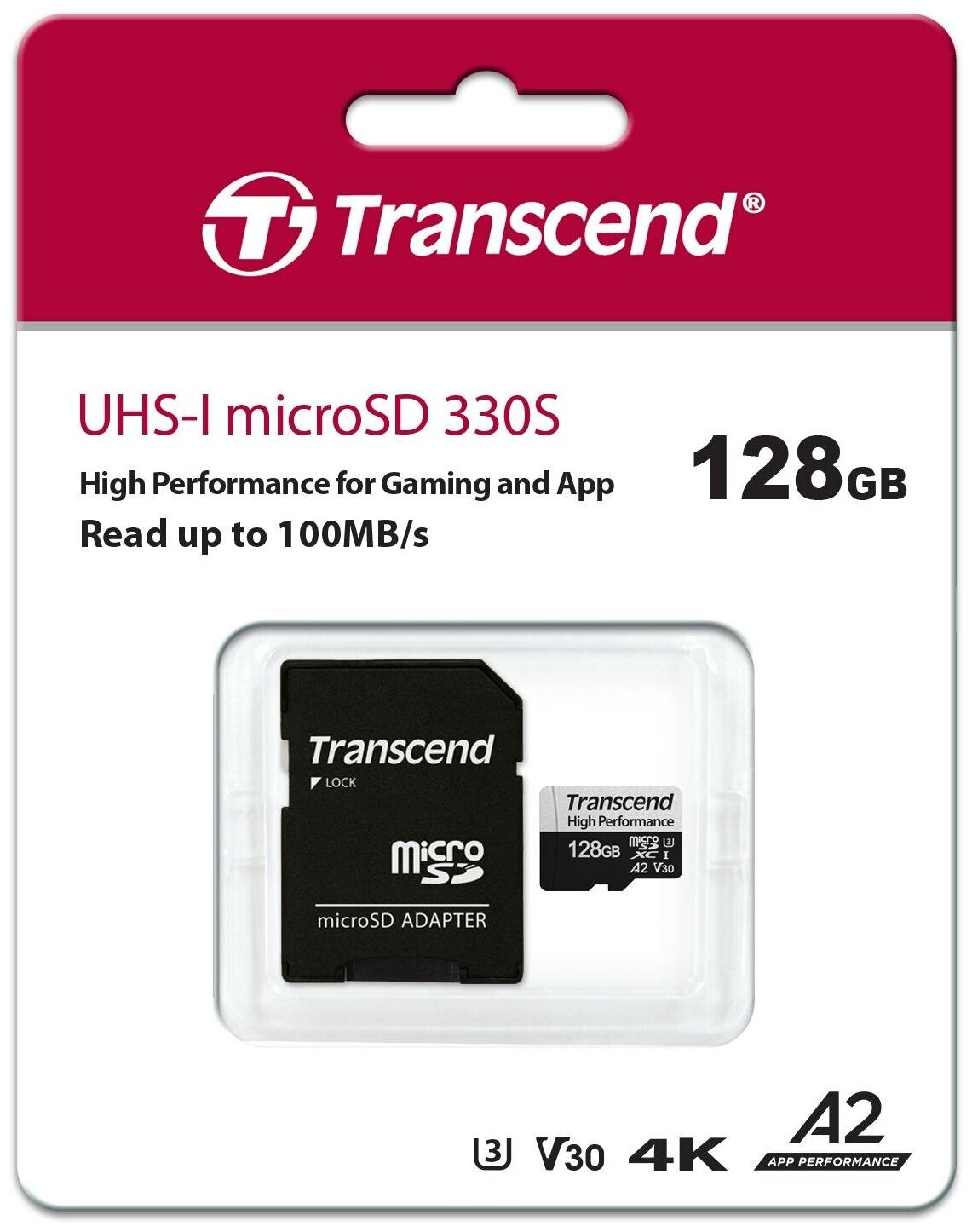 Карта памяти 128GB Transcend SDXC 330S A2/V30/U3/Class 10 - фото №2
