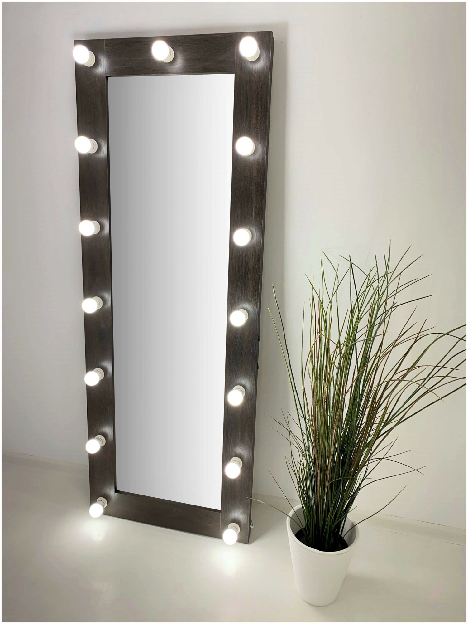 Гримерное зеркало с лампочками BeautyUp 160/60 цвет "Венге" - фотография № 1
