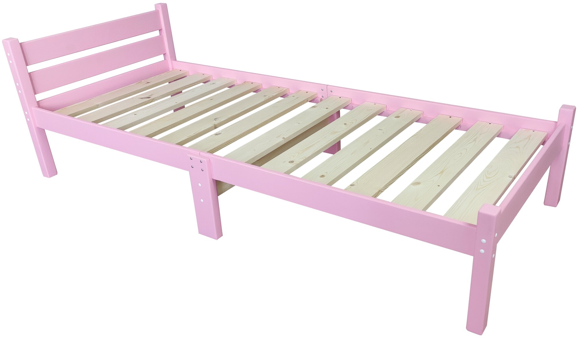 Кровать сосновая классика компакт, розовая, 190х80 см