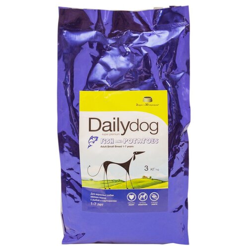 Сухой корм для собак DailyDog рыба, с картофелем 1 уп. х 1 шт. х 3 кг (для мелких и карликовых пород)