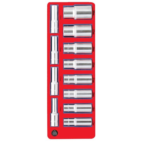 Набор глубоких головок 1/2”, двенадцатигранные, ложемент, 12 предметов мастак 5-014212