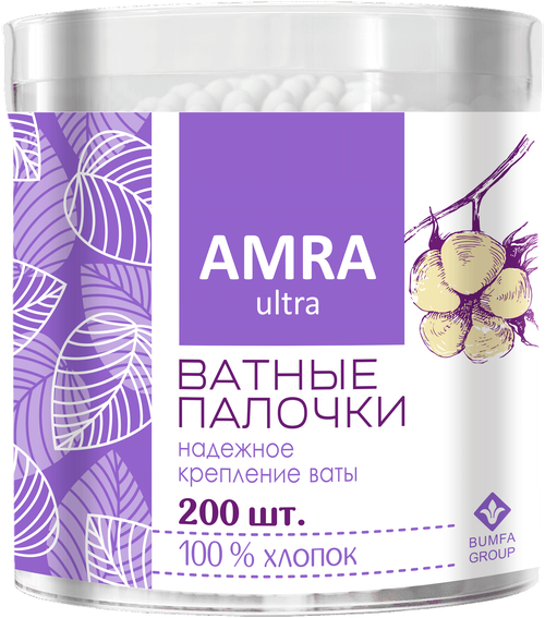 Ватные палочки Amra, 200 шт., 2 уп., банка