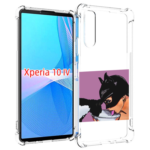 Чехол MyPads девушка с котом пьют молоко женский для Sony Xperia 10 IV (10-4) задняя-панель-накладка-бампер