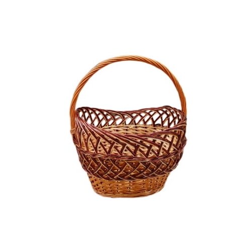 Плетеная корзина с ручкой Ажурная, из ивовой лозы, размер XXL/ Длина - 46-49 см, цвет -коричнево/бежевый