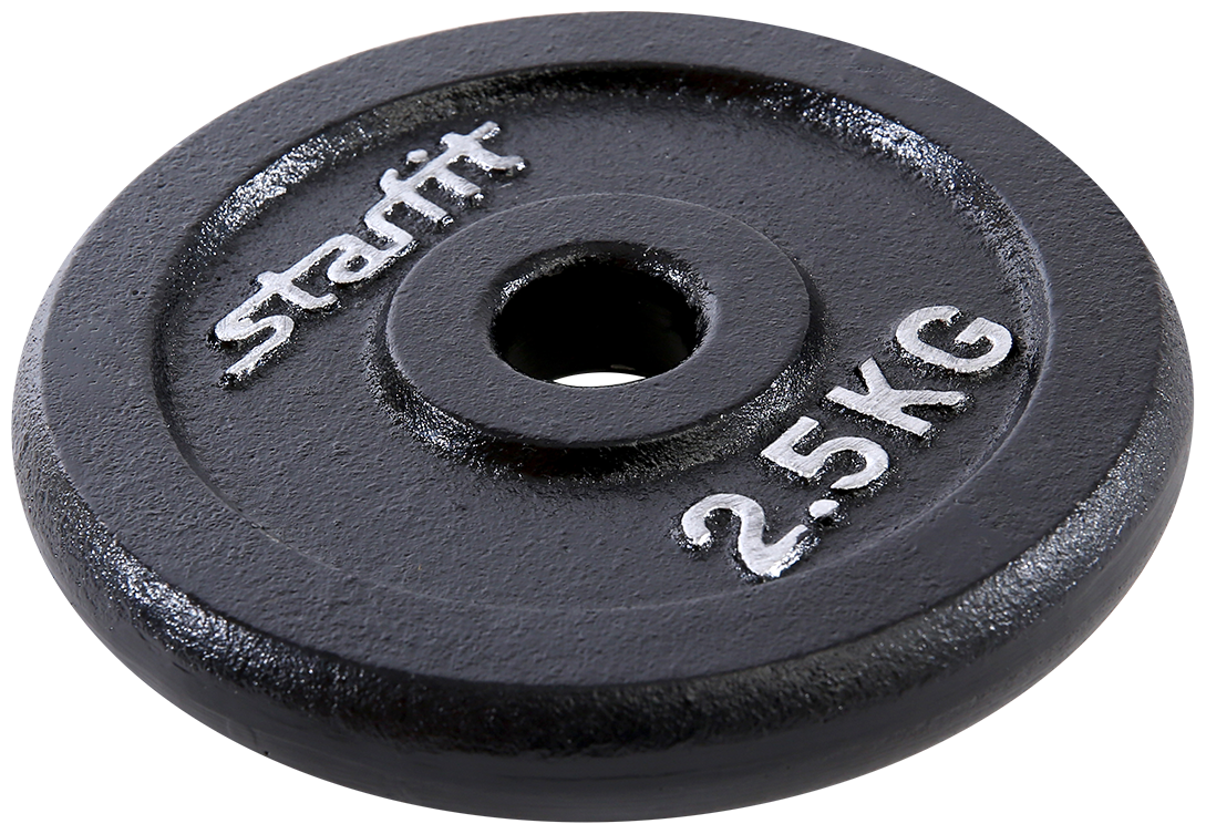 Диск чугунный STARFIT BB-204 2,5 кг, d=26 мм, черный, 2 шт.