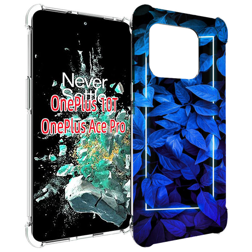 Чехол MyPads голубые цветочки неон для OnePlus 10T задняя-панель-накладка-бампер