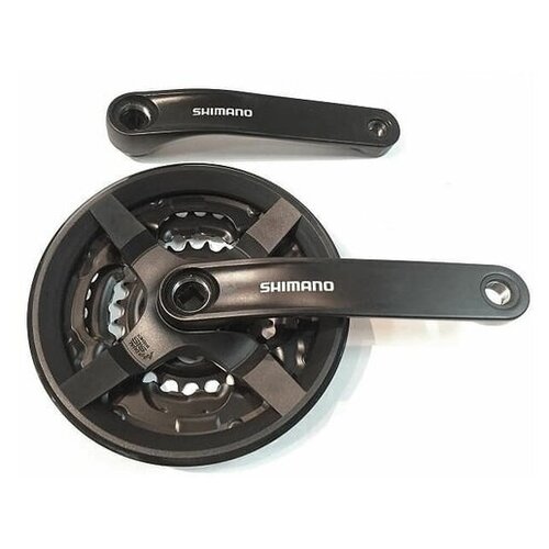 Система SHIMANO Tourney FC-TY301 170 мм, 42-34-24T черный система tourney afctx801c222cl 2 8140 7 8ск 42 32 22 шатун 170мм с защитой черная shimano