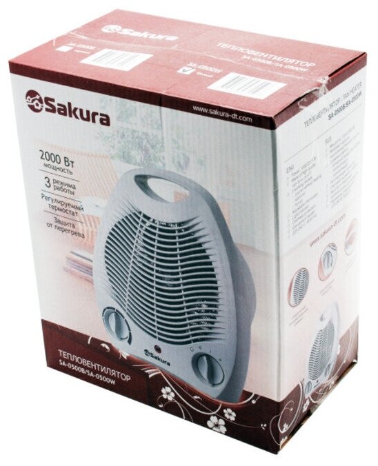 Тепловентилятор SAKURA SA-0500W спираль белый - фотография № 2