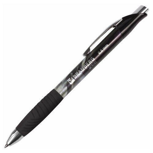 Ручка гелевая автоматическая BRAUBERG “Metropolis Gel“, корпус с печатью, узел 0,6 мм, линия 0,4 мм, черная, GPR101