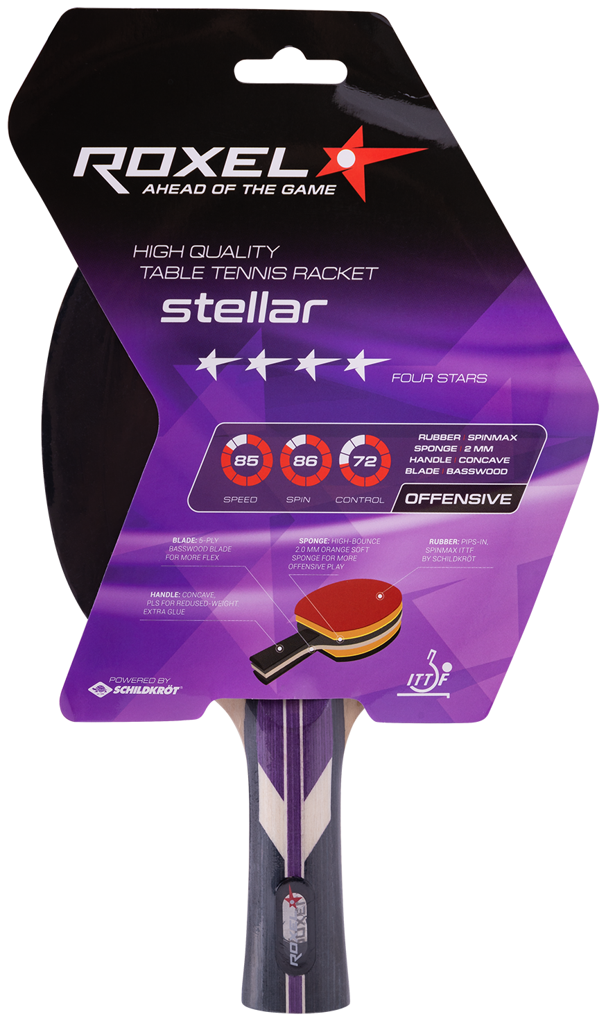 Ракетка для настольного тенниса Roxel 4* Stellar, коническая