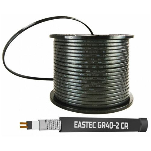 eastec греющий кабель для кровли и водостока gr 40 2 cr ю корея саморегулирующийся экранированный 40 вт м с уф защитой 50 м eastec gr 40 2 cr 50м EASTEC GR 40-2 CR, M=40W греющий кабель с УФ защитой, 40 Вт/м на отрез от 1 пог. м