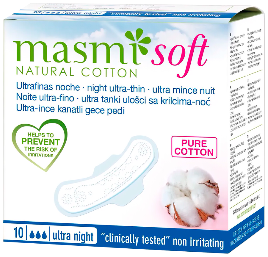 Masmi Прокладки ультратонкие Soft ночные, в инд уп, 3 капли, 10 шт, Masmi