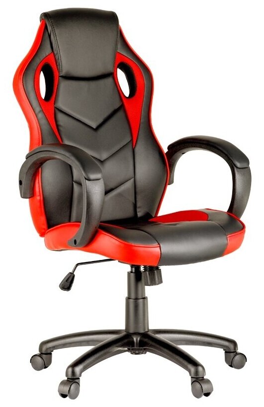 Кресло игровое Helmi "Boost", экокожа, ткань черная, красная (279722)