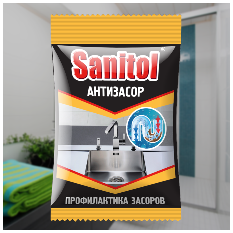 Sanitol (Крот) средство для чистки труб Антизасор в гранулах, 0.09 кг - фотография № 11