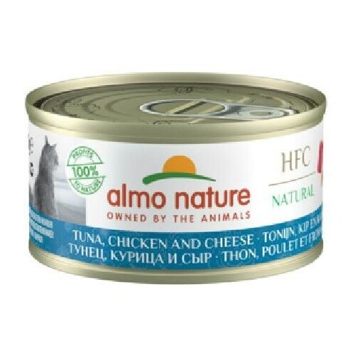 Almo Nature консервы Консервы для Кошек с Тунцом Курицей и Сыром (HFC - Natural - Tuna Chicken and Cheese) 9080H | HFC 0,07 кг 24173 (9 шт)