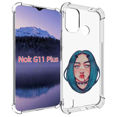 Чехол MyPads грустная-девушка-с-синими-волосами для Nokia G11 Plus задняя-панель-накладка-бампер