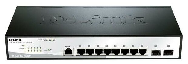 D-Link DGS-1210-10MEB2A Коммутатор 2 уровня с 8 портами 101001000Base-T и 2 портами 1000Base-X SFP