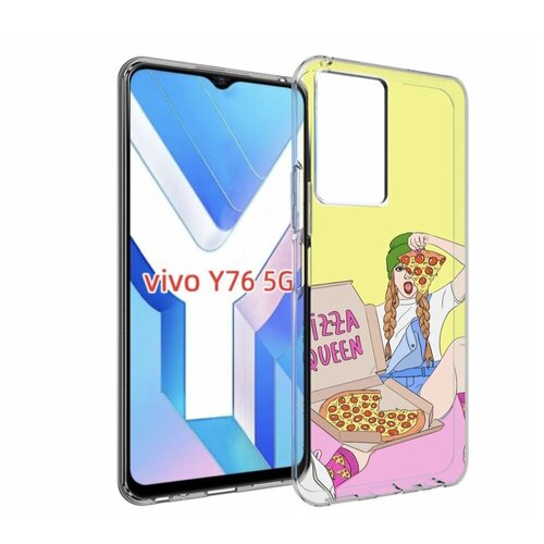 Чехол MyPads королева-пиццы женский для Vivo Y76 5G задняя-панель-накладка-бампер