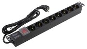 Exegate EX280843RUS Блок розеток ExeGate ServerPro PDU-19H804 Al-8S-EU2.5-SW, 19,1U, алюм, 8Schuko, евровилка, 2.5м