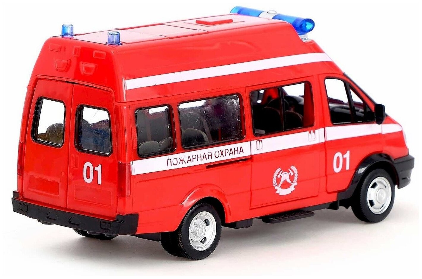 Инерционная машинка Play Smart 1:29 ГАЗ-27057 Автобус Пожарной службы 19 см. 9707-A, Микроавтобус