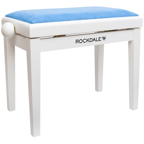 ROCKDALE RHAPSODY 131 SV WHITE BLUE деревянная банкетка с регулировкой высоты,цвет корпуса бел, сиденье вельвет в рубчик голуб.