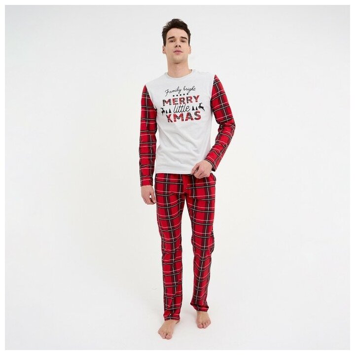 Пижама новогодняя мужская KAFTAN "X-mas", цвет красный, размер 50 - фотография № 7