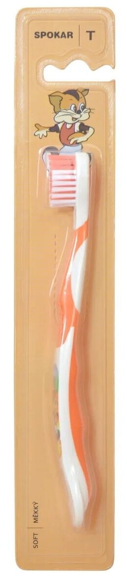 Spokar Tommy Soft, детская мягкая зубная щетка, с 5 до 8 лет, цвет - оранжевый.